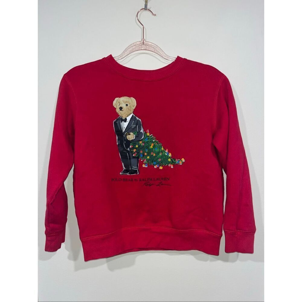 Polo Ralph Lauren Polo Bear Christmas Crewneck Red Kids M 10-12